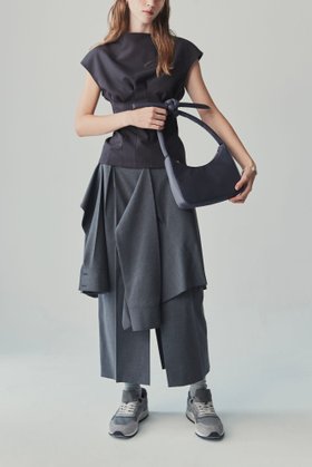 GOEN.J(고엔제이) Layered shirt raw-edge cut midi skirt | S.I.VILLAGE (에스아이빌리지)