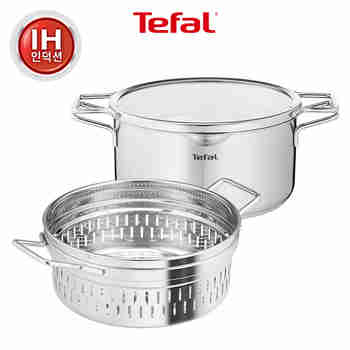 TEFAL(테팔) 테팔 인덕션 스테인리스 스틸 노르디카 냄비 2종(곰솥24+찜기24) | S.I.VILLAGE (에스아이빌리지)