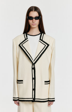 EENK(잉크) YINTANA Contrast Jacket - Ivory | S.I.VILLAGE (에스아이빌리지)