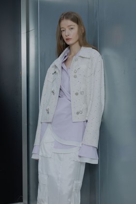 MUSEE(뮤제) JARDIN Short Duffle Tweed Coat [Japan Fabric]_Ivory Tweed | S.I.VILLAGE (에스아이빌리지)