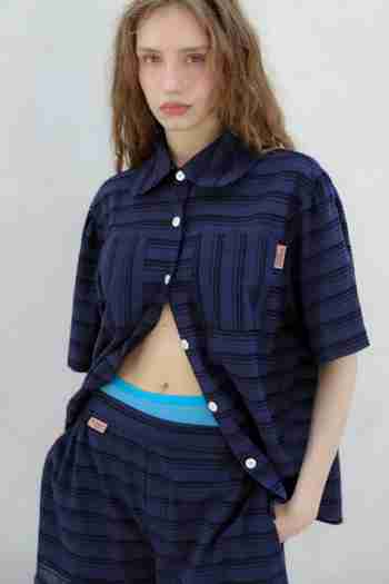 FRANKLY!(프랭클리) Lace Short Pajama Set , Navy | S.I.VILLAGE (에스아이빌리지)