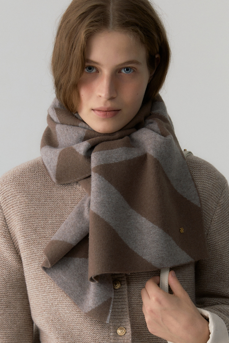 DEPOUND(드파운드) cashmere wool blended jacquard muffler - brown