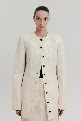 EENK(잉크) ZACQI Round Neck Long Jacket - Cream | S.I.VILLAGE (에스아이빌리지)