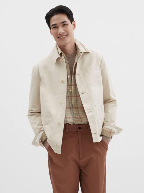 SLOWEAR(슬로웨어) [INCOTEX] 데님 라이크 코튼 리넨 셔켓 - 베이지 | 신세계V [SLOWEAR][INCOTEX] 데님 라이크 코튼 리넨 셔켓 - 베이지 - 
