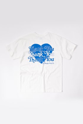 BIGWAVE COLLECTIVE(빅웨이브 콜렉티브) THANK YOU HEART SYMBOL T-SHIRT (OFF WHITE / BLUE) | S.I.VILLAGE (에스아이빌리지)