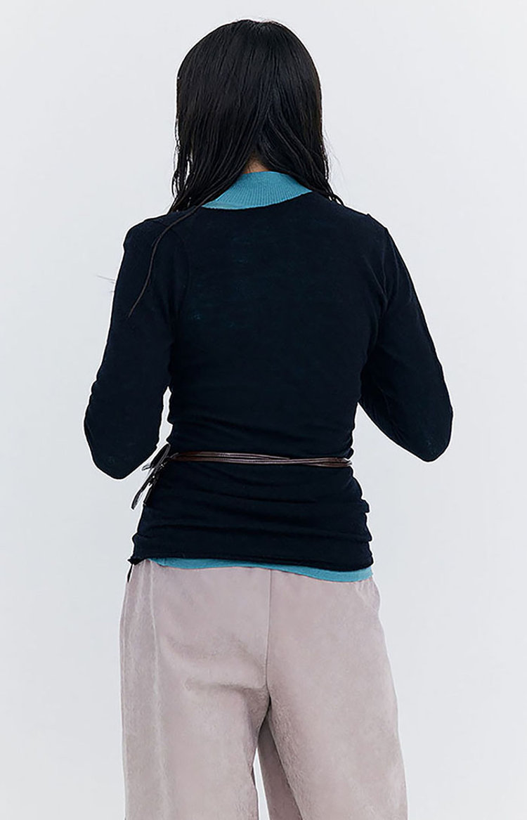 Wool Drape T-shirt_Navy