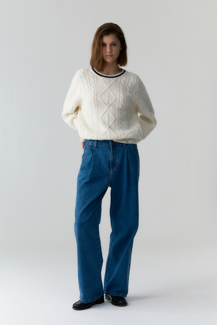 line cable knit - ivory