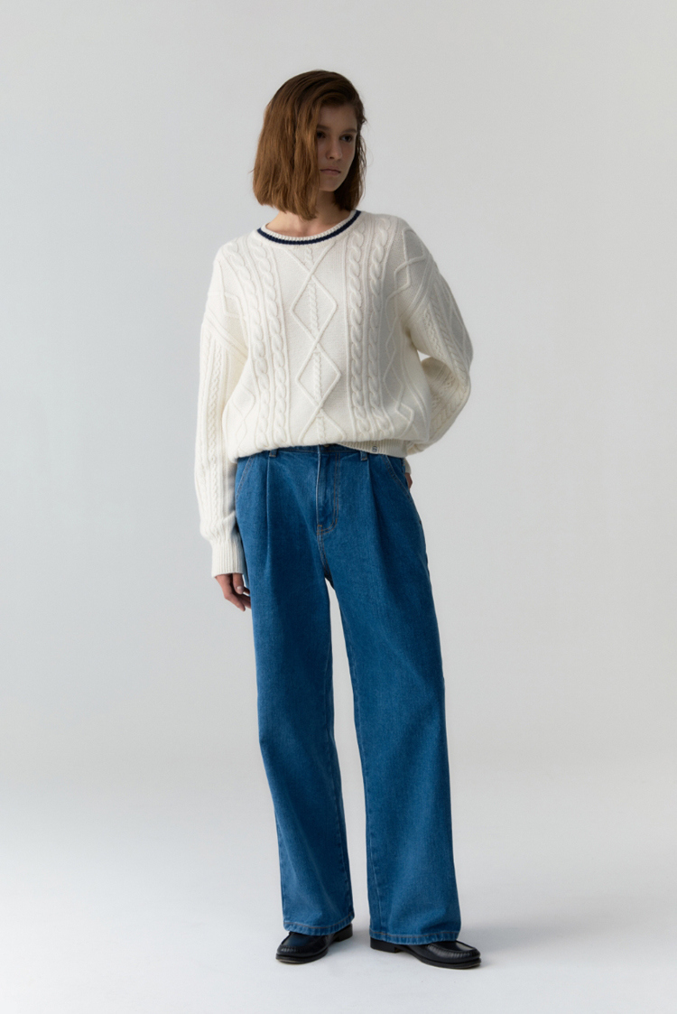 line cable knit - ivory