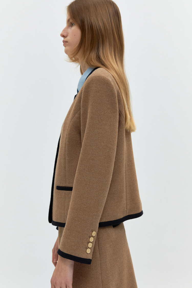Depound wool blend tweed jacket ブラウン S