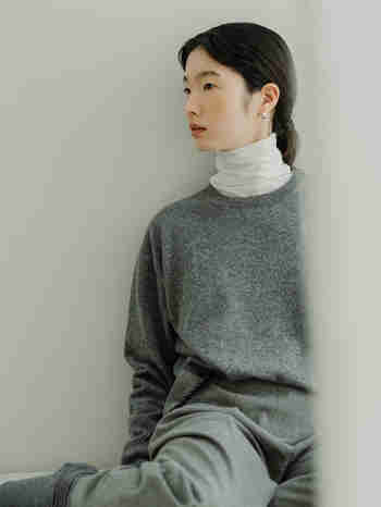 REPLAIN(리플레인) NEW CASHMERE BLENDED BASIC KNIT TOP_GREY | S.I.VILLAGE (에스아이빌리지)