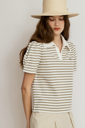 LE ABONNE(르아보네) VOLUME STRIPE T-SHIRT_KHAKI | S.I.VILLAGE (에스아이빌리지)