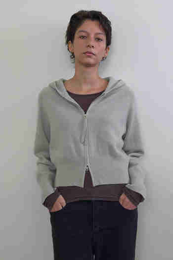 MDGT(엠디지티) Two-Way Hood Knit Cardigan_Grey | S.I.VILLAGE (에스아이빌리지)