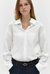 v neck collar shirts - white