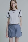 MUSEE(뮤제) FRIDA Embroidered Color Point Curved Hem Crop Top_White | S.I.VILLAGE (에스아이빌리지)