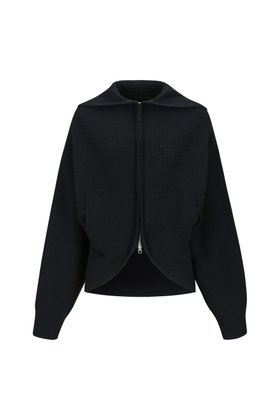 YCH(와이씨에이치) FLAT-COLLAR ZIP-UP KNIT JACKET NAVY (F24KT8041NV) | S.I.VILLAGE (에스아이빌리지)