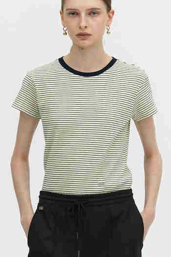 L`H.A.S(르하스) STRIPE RIBBED T-SHIRT_BLACK | S.I.VILLAGE (에스아이빌리지)