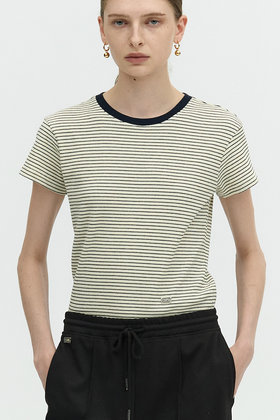 L`H.A.S(르하스) STRIPE RIBBED T-SHIRT_BLACK | S.I.VILLAGE (에스아이빌리지)