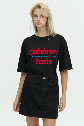 L`H.A.S(르하스) Coherent Taste SLOGAN T-SHIRT_BLACK | S.I.VILLAGE (에스아이빌리지)