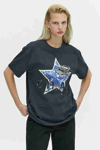 L`H.A.S(르하스) STAR POINT LOGO T-SHIRT_NAVY | S.I.VILLAGE (에스아이빌리지)