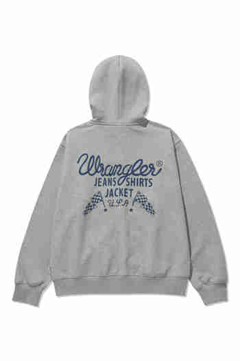 WRANGLER(랭글러) Flag Original Lettering Hoodie Zip-up Melange Grey | S.I.VILLAGE (에스아이빌리지)