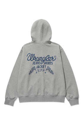 WRANGLER(랭글러) Flag Original Lettering Hoodie Zip-up Melange Grey | S.I.VILLAGE (에스아이빌리지)