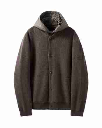 BROMPTON LONDON(브롬톤 런던) HOOD DETACHABLE HYBRID CARDIGAN  - BROWN (P244UCD403) | S.I.VILLAGE (에스아이빌리지)