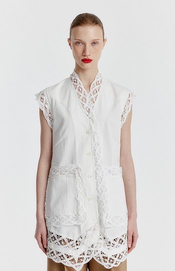 EENK(잉크) YONITA Lace-trim Vest - White | S.I.VILLAGE (에스아이빌리지)