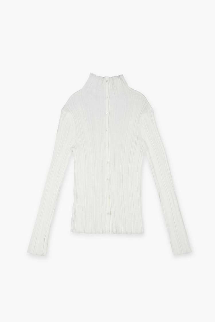 HIGH NECK RIB KINT TOP_OFF WHITE