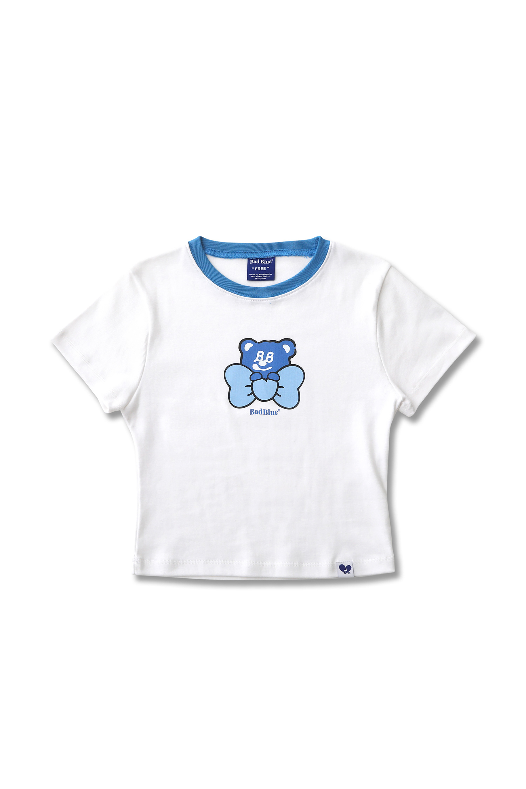 【韓国BAD BLUE バッドブルー】Ribbon Slim Tee White 韓国BAD BLUE バッドブルー】Ribbon Slim Tee White (Bad Blue/T