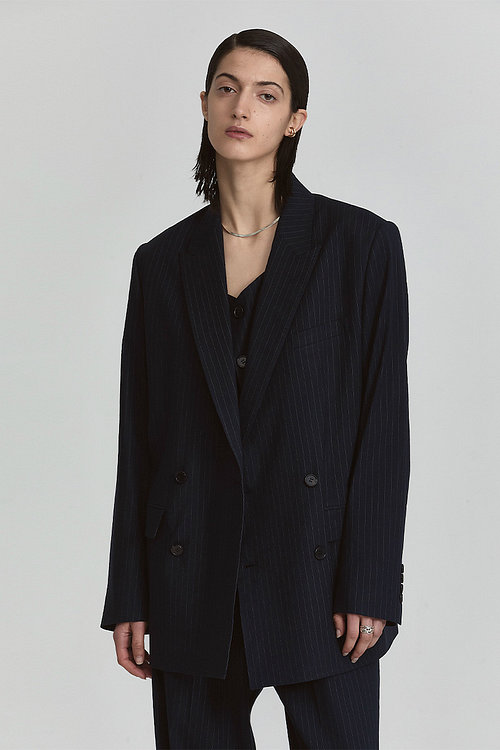 L`H.A.S(르하스) [DE BASE] GENDERLESS LINEN DOUBLE BREASTED MENS JACKET ...