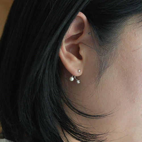 LE BLEU(르블루) 3 ball earring | S.I.VILLAGE (에스아이빌리지) [LE BLEU]3 ball earring - 