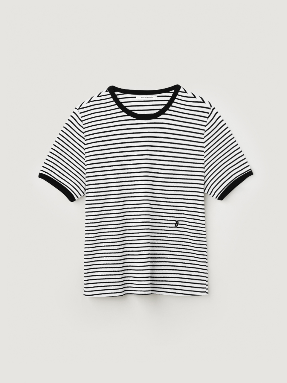 Ribbed binding B point T-shirt - Black stripe