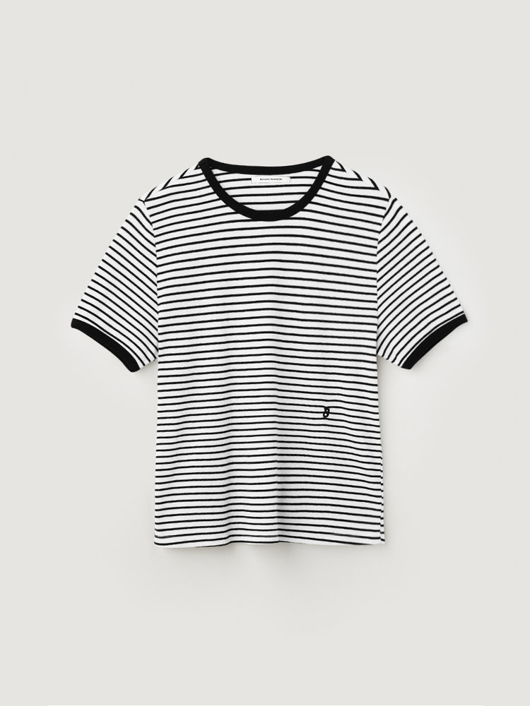 Ribbed binding B point T-shirt - Black stripe