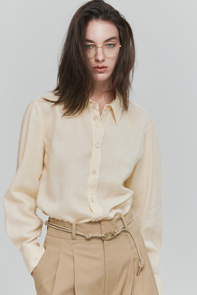 L`H.A.S(르하스) [DE BASE] SOFT SHEER BASIC SHIRTS_LIGHT YELLOW | S.I.VILLAGE (에스아이빌리지)