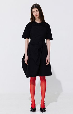 WNDERKAMMER(분더캄머) Shirring Back Line Layered Dress_Black | S.I.VILLAGE (에스아이빌리지)