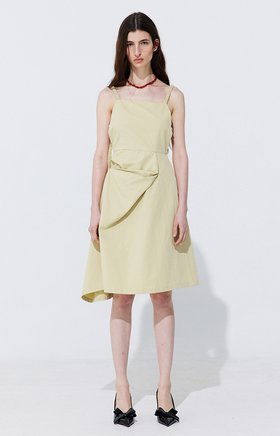 WNDERKAMMER(분더캄머) Shirring Back Line Layered Dress_Olive | S.I.VILLAGE (에스아이빌리지)