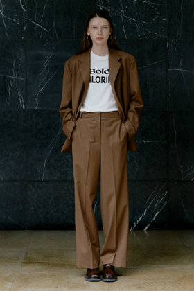 L`H.A.S(르하스) MID-RISED STRAIGHT LEG PANTS_BROWN | S.I.VILLAGE (에스아이빌리지)