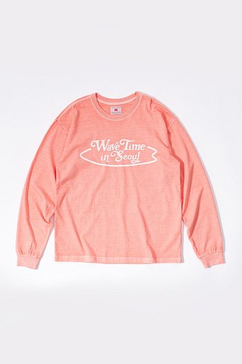 BIGWAVE COLLECTIVE(빅웨이브 콜렉티브) WAVE TIME IN S(E)OUL L/S T-SHIRT (PASTEL PINK) | S.I.VILLAGE (에스아이빌리지)